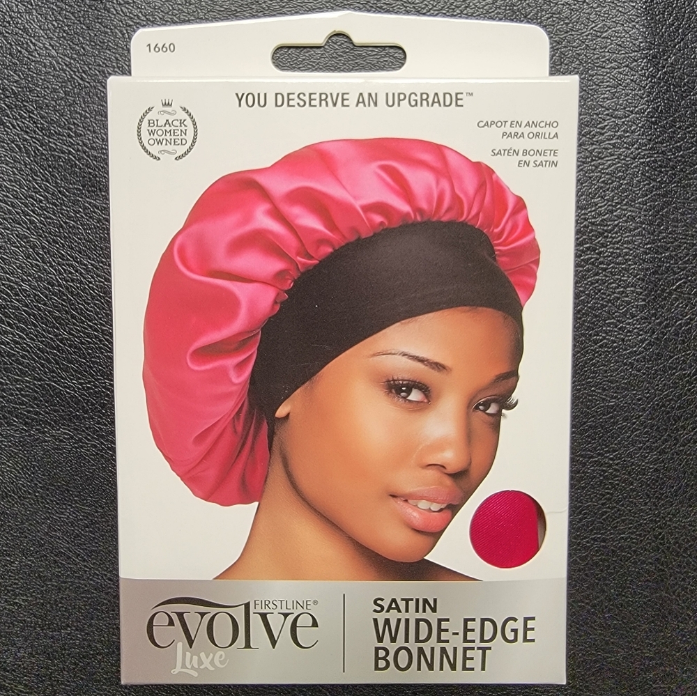EVOLVE Satin Wide-Edge Bonnet - Pink and Black
